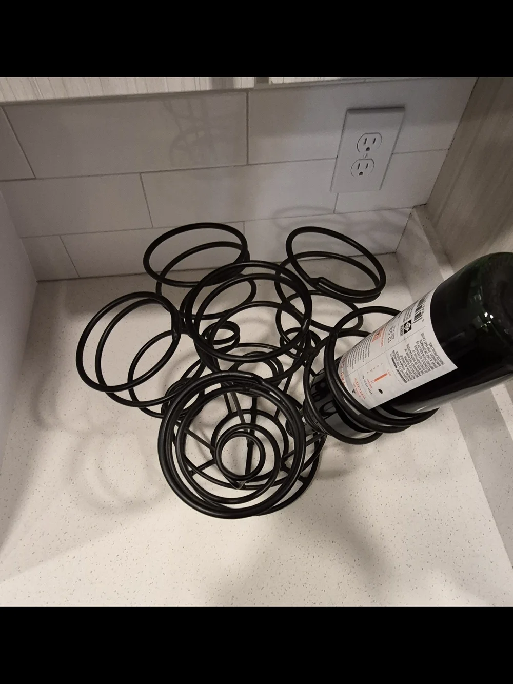 Black Spiral Metal Wine Bottle Rack - Decorative Countertop Display